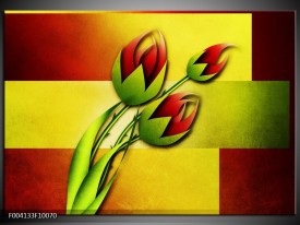 Glas schilderij Bloem | Groen, Rood, Geel