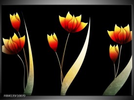 Foto canvas schilderij Bloem | Groen, Rood, Geel