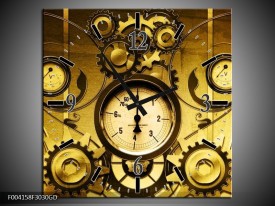 Wandklok op Glas Klok | Kleur: Geel, Bruin, Zwart | F004158CGD