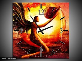 Wandklok op Glas Engel | Kleur: Geel, Oranje, Rood | F004220CGD