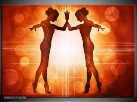 Foto canvas schilderij Dansen | Rood, Wit, Bruin