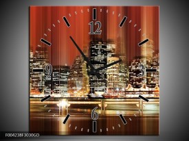 Wandklok op Glas Nacht | Kleur: Rood, Geel, Bruin | F004238CGD