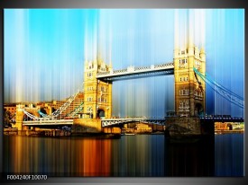 Glas schilderij London | Geel, Blauw, Grijs