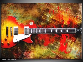 Foto canvas schilderij Gitaar | Rood, Oranje, Geel