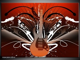 Glas schilderij Gitaar | Bruin, Wit, Zwart