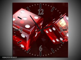 Wandklok op Glas Spel | Kleur: Rood, Wit, Bruin | F004291CGD