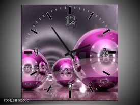 Wandklok op Glas Modern | Kleur: Paars, Grijs, Wit | F004298CGD