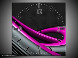 Wandklok op Glas Modern | Kleur: Roze, Grijs, Zwart | F004316CGD