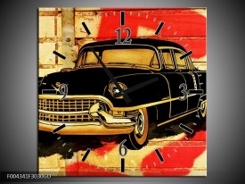 Wandklok op Glas Oldtimer | Kleur: Zwart, Rood, Geel | F004341CGD