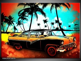 Foto canvas schilderij Oldtimer | Blauw, Geel, Rood