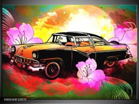 Foto canvas schilderij Oldtimer | Paars, Geel, Rood