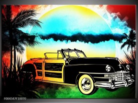 Foto canvas schilderij Oldtimer | Blauw, Geel, Zwart