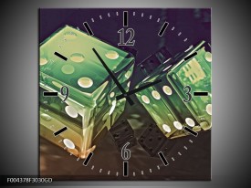 Wandklok op Glas Modern | Kleur: Groen, Geel, Zwart | F004378CGD