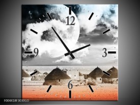 Wandklok op Glas Modern | Kleur: Rood, Grijs, Zwart | F004418CGD