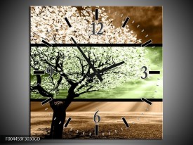 Wandklok op Glas Boom | Kleur: Bruin, Groen, Zwart | F004459CGD