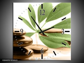 Wandklok op Glas Spa | Kleur: Groen, Bruin, Wit | F004495CGD