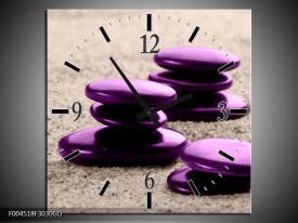 Wandklok op Glas Spa | Kleur: Paars, Grijs | F004518CGD