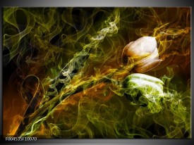 Foto canvas schilderij Tulp | Groen, Geel