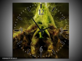 Wandklok op Glas Lichaam | Kleur: Geel, Wit, Groen | F004607CGD