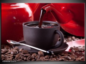 Foto canvas schilderij Koffie | Rood, Bruin, Wit