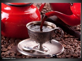 Foto canvas schilderij Koffie | Rood, Bruin, Wit