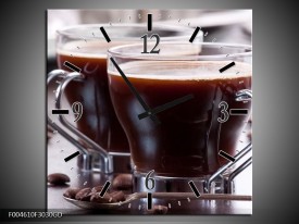 Wandklok op Glas Koffie | Kleur: Bruin, Wit | F004610CGD