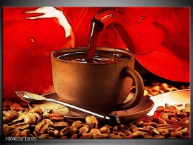 Foto canvas schilderij Koffie | Wit, Bruin, Rood