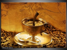 Glas schilderij Koffie | Bruin, Geel