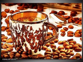 Foto canvas schilderij Koffie | Bruin, Geel