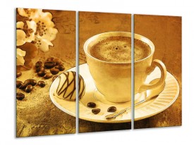 Canvas schilderij Koffie | Bruin, Geel | 120x80cm 3Luik