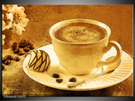 Glas schilderij Koffie | Bruin, Geel
