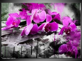 Foto canvas schilderij Orchidee | Paars, Grijs, Wit