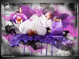 Foto canvas schilderij Orchidee | Paars, Blauw, Wit