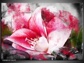 Foto canvas schilderij Bloem | Roze, Wit, Grijs