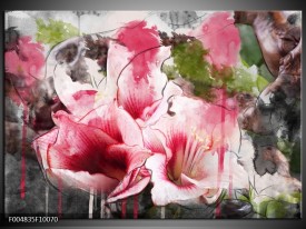 Foto canvas schilderij Bloem | Roze, Wit, Grijs