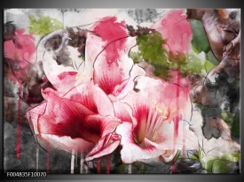 Glas schilderij Bloem | Roze, Wit, Grijs