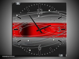 Wandklok op Canvas Modern | Kleur: Rood, Grijs | F004856C