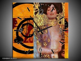 Wandklok op Glas Modern | Kleur: Geel, Bruin, Zwart | F004884CGD
