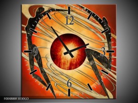 Wandklok op Glas Modern | Kleur: Bruin, Oranje, Zwart | F004888CGD