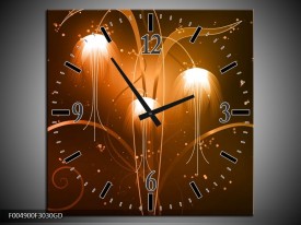 Wandklok op Glas Modern | Kleur: Bruin, Wit | F004900CGD