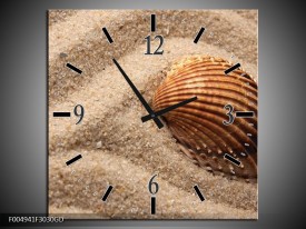 Wandklok op Glas Zand | Kleur: Bruin | F004941CGD