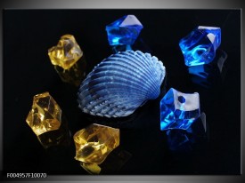 Glas schilderij Spa | Blauw, Geel, Zwart