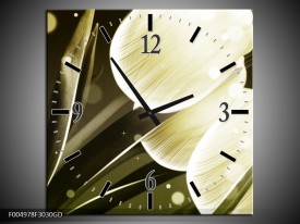 Wandklok op Glas Tulp | Kleur: Wit, Grijs | F004978CGD