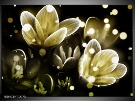 Foto canvas schilderij Bloem | Geel, Groen