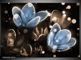 Foto canvas schilderij Bloem | Blauw, Grijs