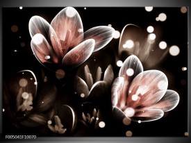 Foto canvas schilderij Bloem | Rood, Grijs