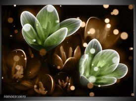 Glas schilderij Bloem | Groen, Bruin