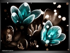 Foto canvas schilderij Bloem | Blauw, Grijs, Zwart