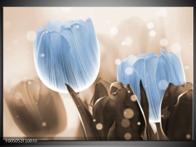 Foto canvas schilderij Tulp | Blauw, Grijs