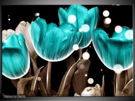 Foto canvas schilderij Tulp | Blauw, Grijs